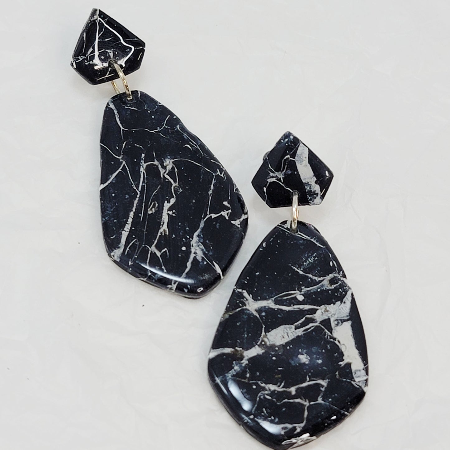 Black Marble Mix-Match Multi-Component Statement Earring