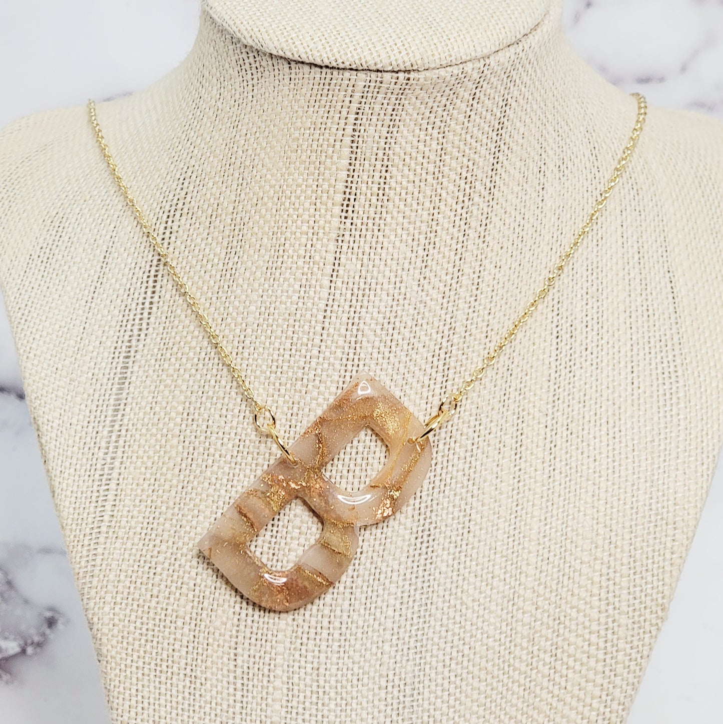 The Initial, Faux Stone Copper Necklace