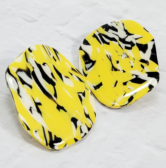 The Trina, Black and Yellow Abstract Shape Stud